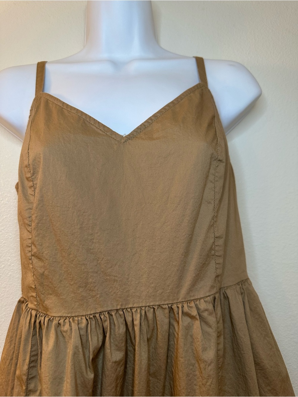Old Navy Tan Cotton Blend Midi Dress |Adjustable Straps | Size Small - Picture 7 of 7